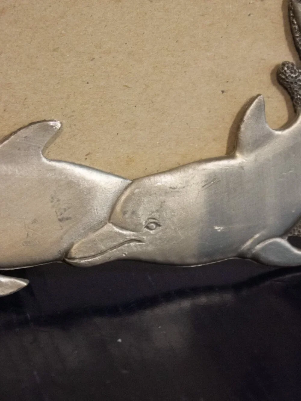 Pewter Dolphin Photo Frame – Coastal Ocean Decor – Detailed Sculpted Design